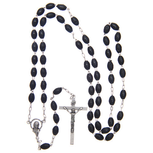 Plastic rosary with oval black beads 7x5 mm 4