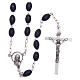 Plastic rosary with oval black beads 7x5 mm s1