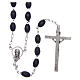 Plastic rosary with oval black beads 7x5 mm s2