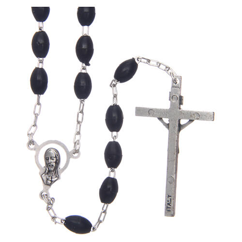 Plastic rosary oval black beads 7x5 mm 2