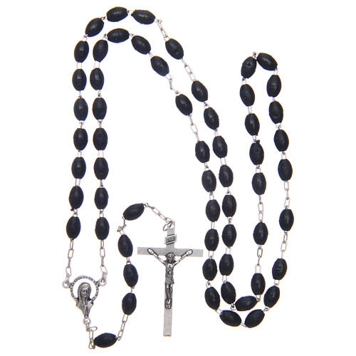 Plastic rosary oval black beads 7x5 mm 4