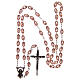 Plastic rosary oval pink transparent beads 5x3 mm s4