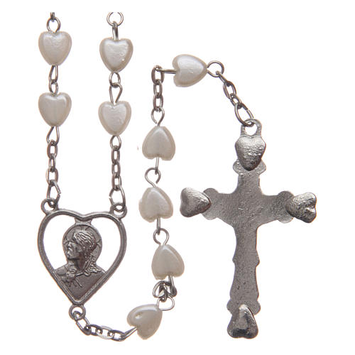 Round heart-shaped plastic and metal rosary 6 mm 2