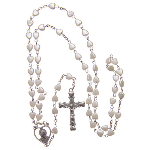 Round heart-shaped plastic and metal rosary 6 mm 4