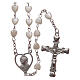 Rosary heart shaped plastic white beads 6 mm and metal s1