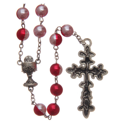Plastic rosary bicolored round beads 8 mm 2