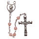 Rosary in plastic and metal with 6mm heart-shaped beads s1