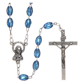 Plastic rosary with oval blue beads 5x3 mm