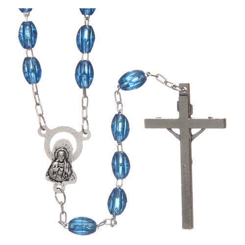 Plastic rosary with oval blue beads 5x3 mm 2