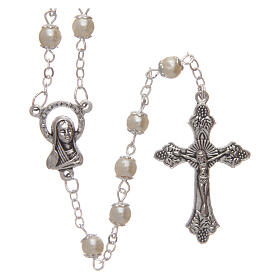 Imitation pearl rosary 5 mm beads with caps