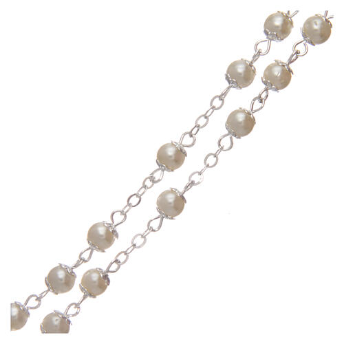 Imitation pearl rosary 5 mm beads with caps 3