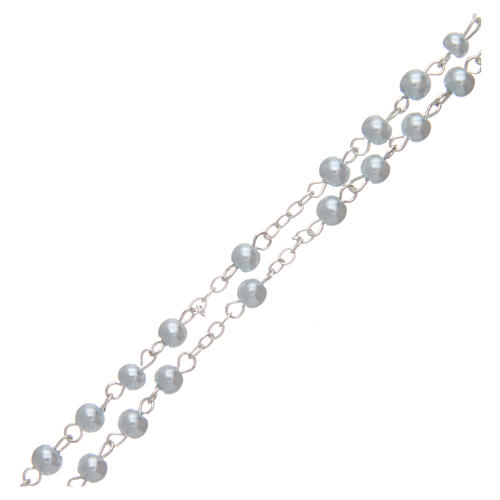 Rosenkranz mit hellblauen Perlen aus Perlmuttimitation, 4 mm 3