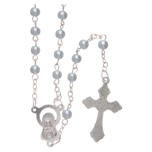 Blue semi-pearl rosary 4 mm 2