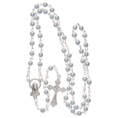 Blue semi-pearl rosary 4 mm 4