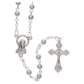 Imitation pearl rosary round light blue beads 4 mm