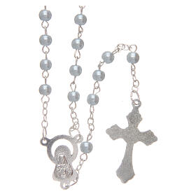 Imitation pearl rosary round light blue beads 4 mm