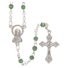 Green semi-pearl rosary 4 mm