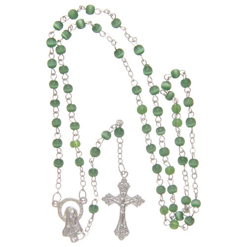 Green semi-pearl rosary 4 mm 4