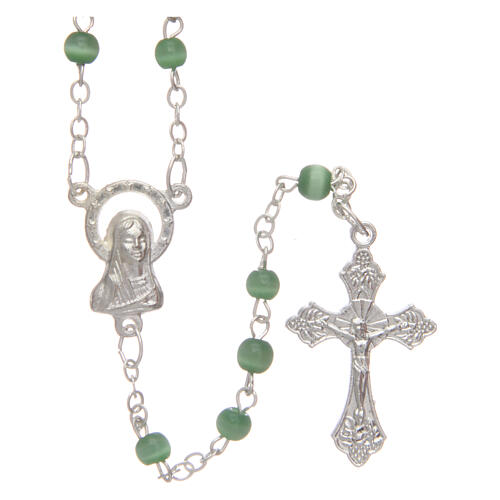 Imitation pearl rosary green beads 4 mm 1