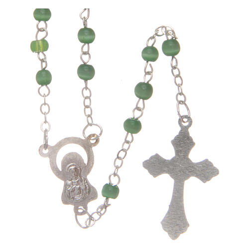 Imitation pearl rosary green beads 4 mm 2