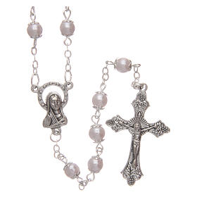 Pink semi-pearl rosary 5 mm with cotters