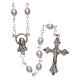 Imitation pearl rosary pink beads 5 mm with caps s1