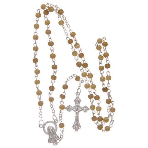 Imitation pearl rosary round topaz color beads 4 mm 4