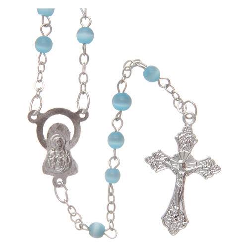Imitation pearl rosary round light blue beads 4 mm 2