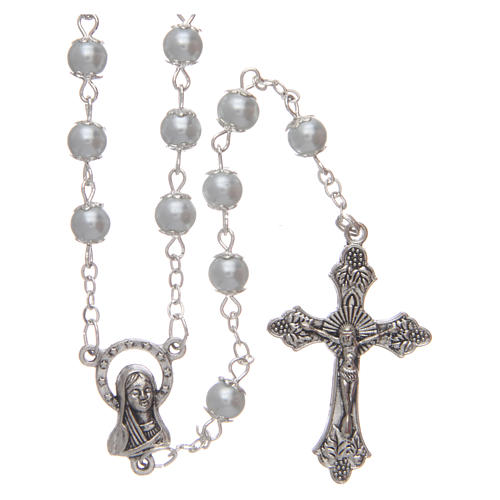 White semi-pearl rosary 5 mm with cotters 1