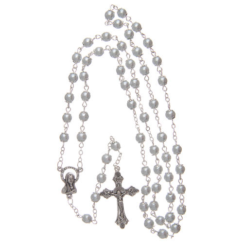 White semi-pearl rosary 5 mm with cotters 4