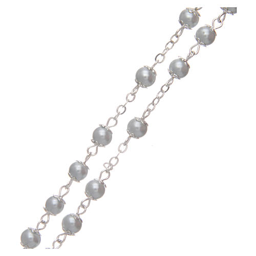 Rosario imitación perla blanco 5 mm con chavetas 3