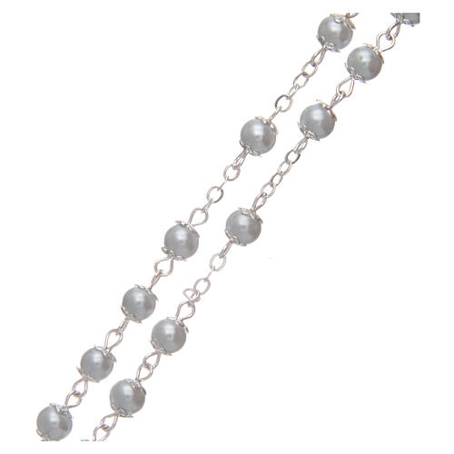 Imitation pearl rosary white beads 5 mm with caps 3