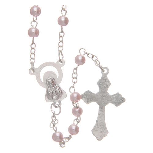 Pink semi-pearl rosary 4 mm 2