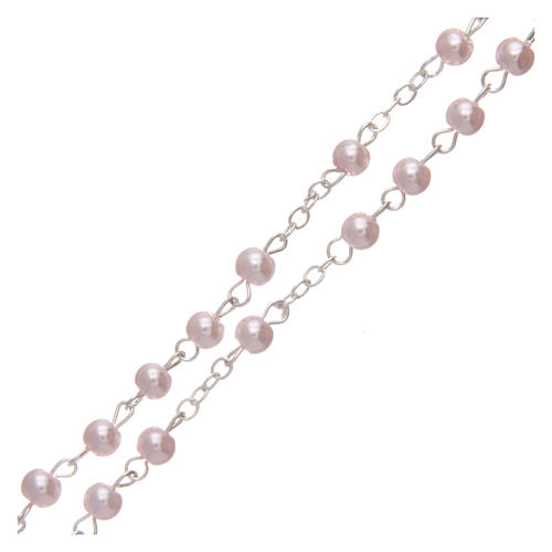 Pink semi-pearl rosary 4 mm 3