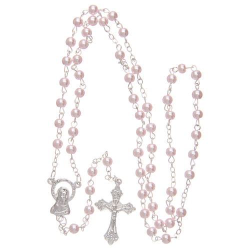 Pink semi-pearl rosary 4 mm 4