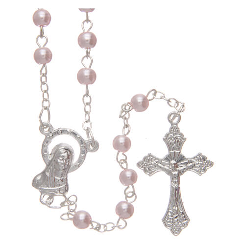 Imitation pearl rosary pink beads 4 mm 1