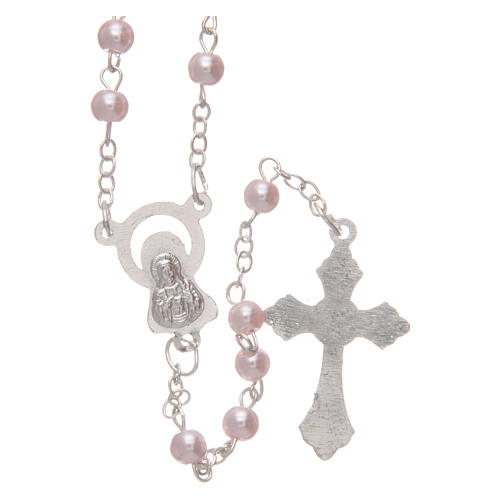 Imitation pearl rosary pink beads 4 mm 2