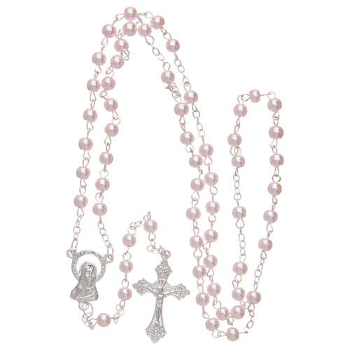 Imitation pearl rosary pink beads 4 mm 4