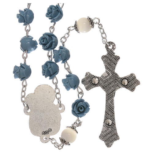 Sky blue bead rosary with Baby Jesus and the Virgin 5 mm 2