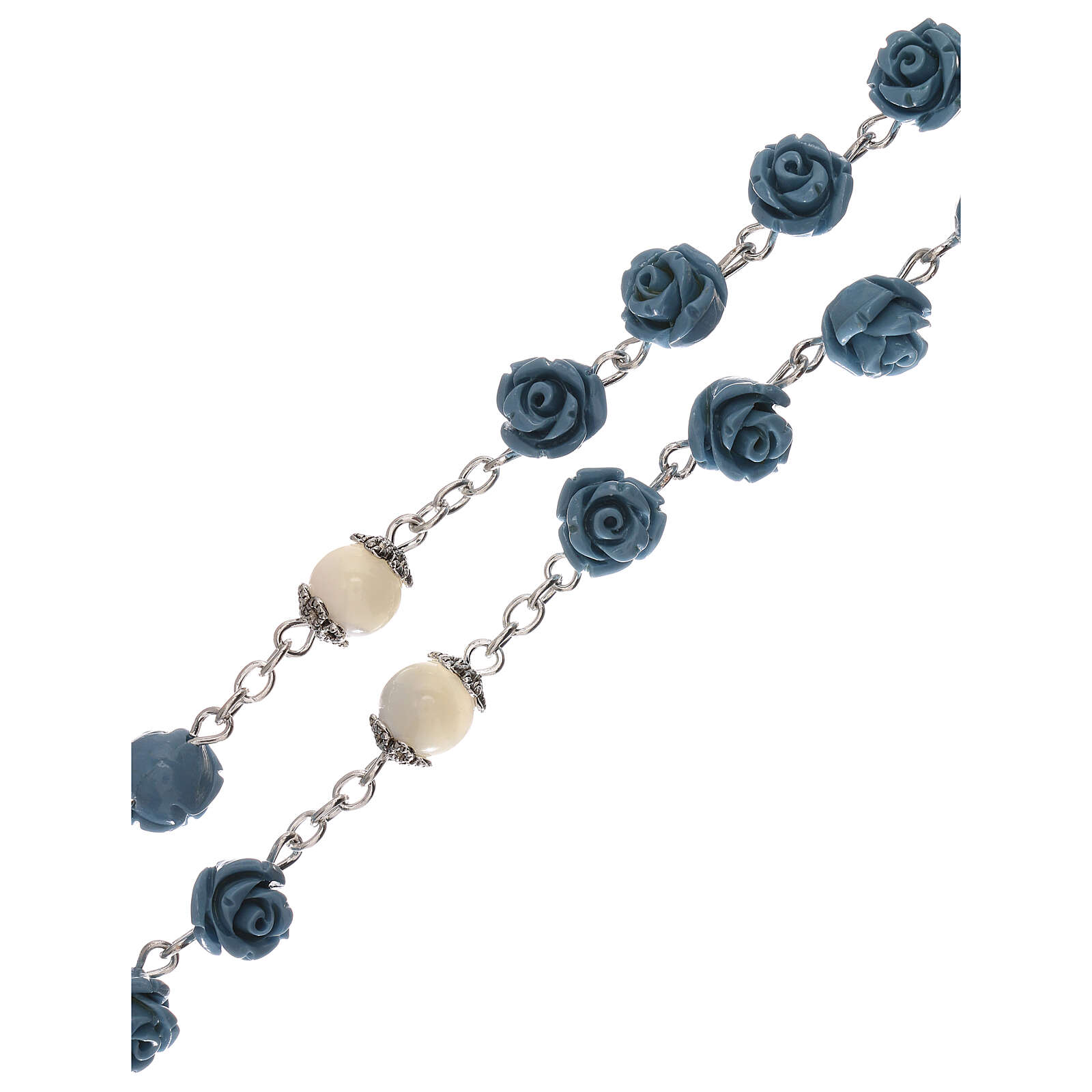 Chapelet De L'enfant à Naître Doré - Grains En Forme De Larmes Bleus, Médaille Notre-Dame De Guadeloupe