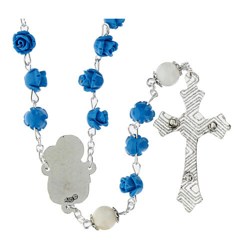 Rosario rose Madonna con bambino resina celeste 5 mm 2