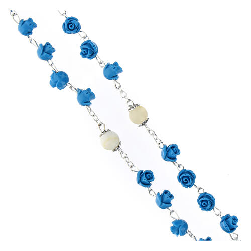 Rosario rose Madonna con bambino resina celeste 5 mm 3