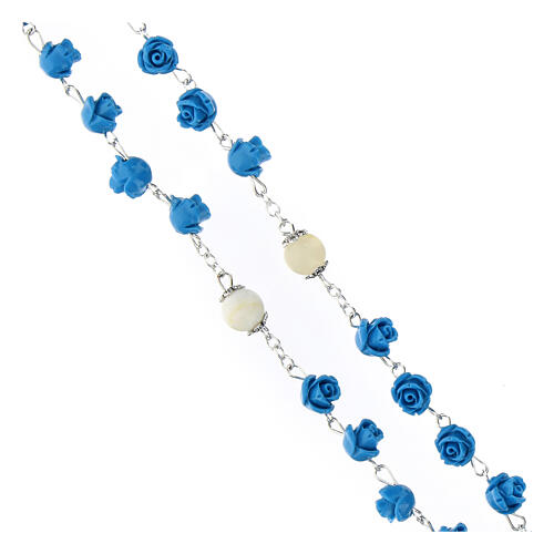 Rosary roses Virgin Mary with Child light blue resin 5 mm 3