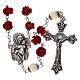 Rosary with rose-looking beads, red resin, 5 mm, Virgin with Child s1