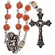 Rosary with rose-looking beads, pink resin, 5 mm, Virgin with Child s1