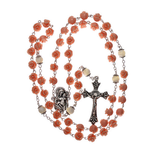 thumbnail image 2 of Virgin Mary Rosary Stretch Bracelet - Ave Maria Rose Charm & Cross, 3 Color Options 2 of 13