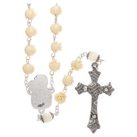 Rosary roses Virgin Mary with Child beige resin 5 mm
