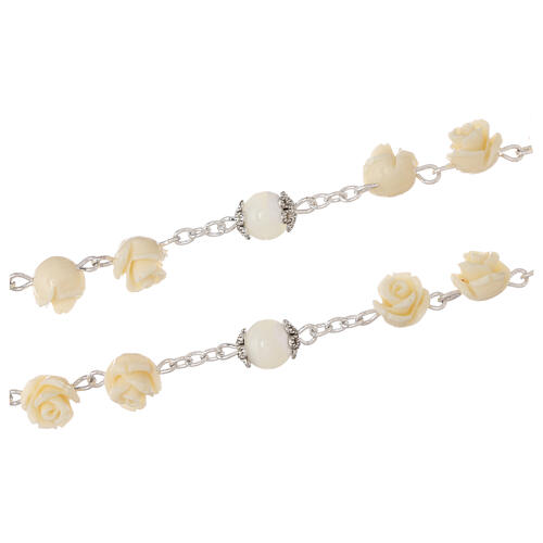 Rosary roses Virgin Mary with Child beige resin 5 mm 3