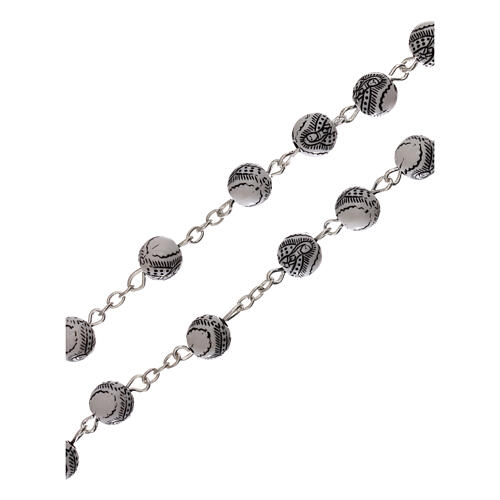 Rosenkranz aus Metall mit gemusterten Perlen aus Kunststoff schwarz, 5 mm 3