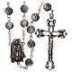 White pearl rosary with black drawing of the Virgin 5 mm s1